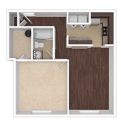 Masters Apartments Aloha Oregon  1 Bedroom 1 Bathroom Floor Plan
